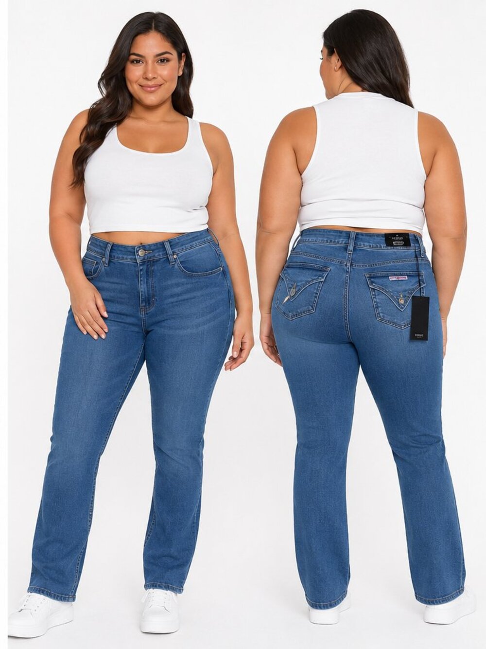 Hudson Women’s 14 Icy Blue Mid-Rise Straight Leg Jeans Flap Pockets DenimWestern
